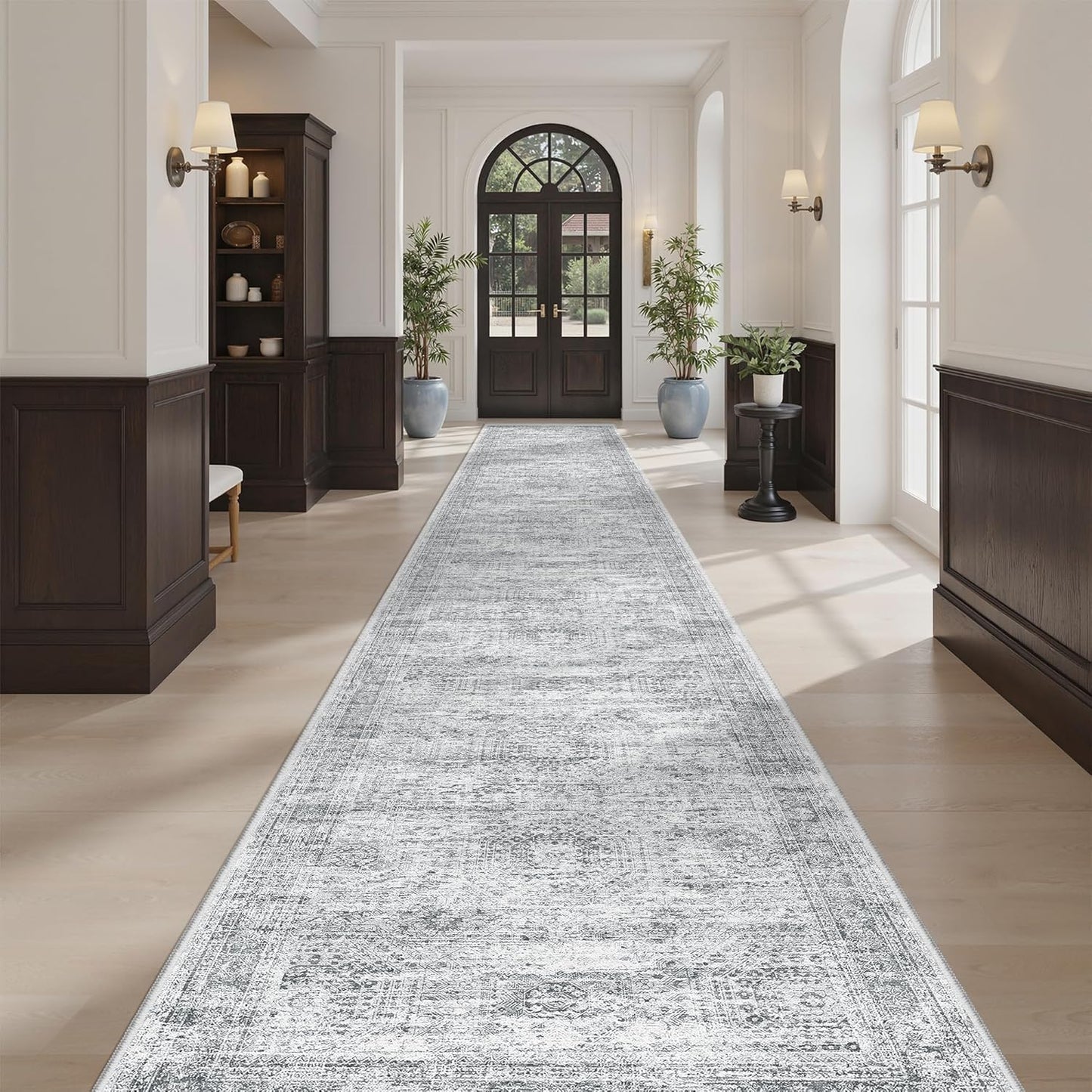 Washable Area Rug 8x10, Large Soft Rugs for Living Room Vintage Beige Carpet 8x10 Area Rugs for Bedroom Dining Room Non-Slip Stain Resistant Under Table Rug