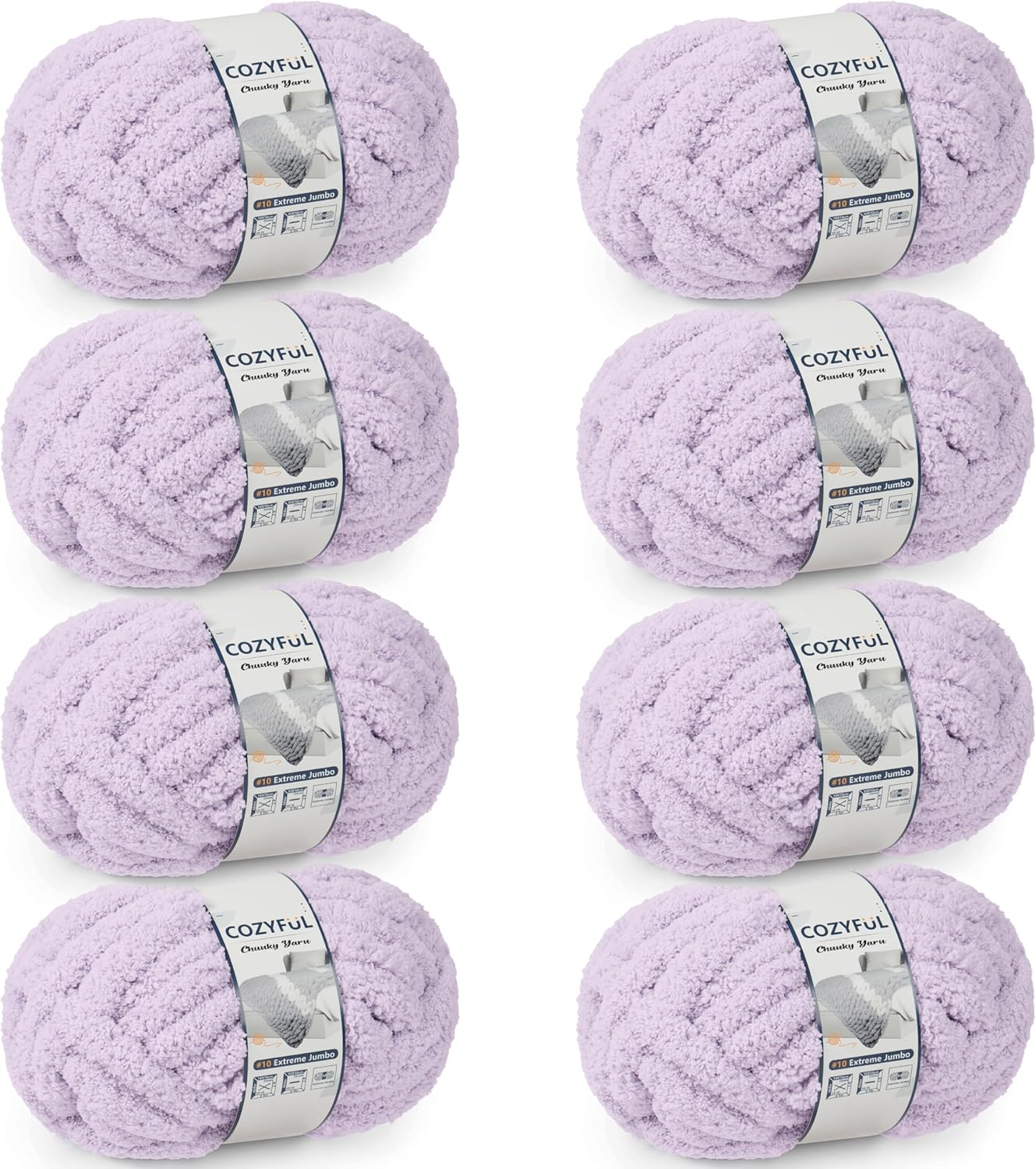 Chunky Yarn for Hand Knitting - #10 Chunky Chenille Yarn, Jumbo Big Thick Chunky Yarns for Crocheting, Super Bulky Chunky Knit Blanket Yarns, 8 Skein (25 yds 8 oz Each Skein), Cream