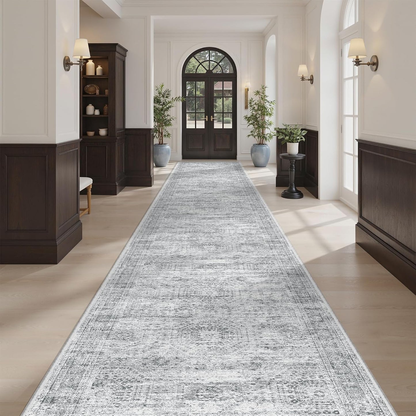 Washable Area Rug 8x10, Large Soft Rugs for Living Room Vintage Beige Carpet 8x10 Area Rugs for Bedroom Dining Room Non-Slip Stain Resistant Under Table Rug