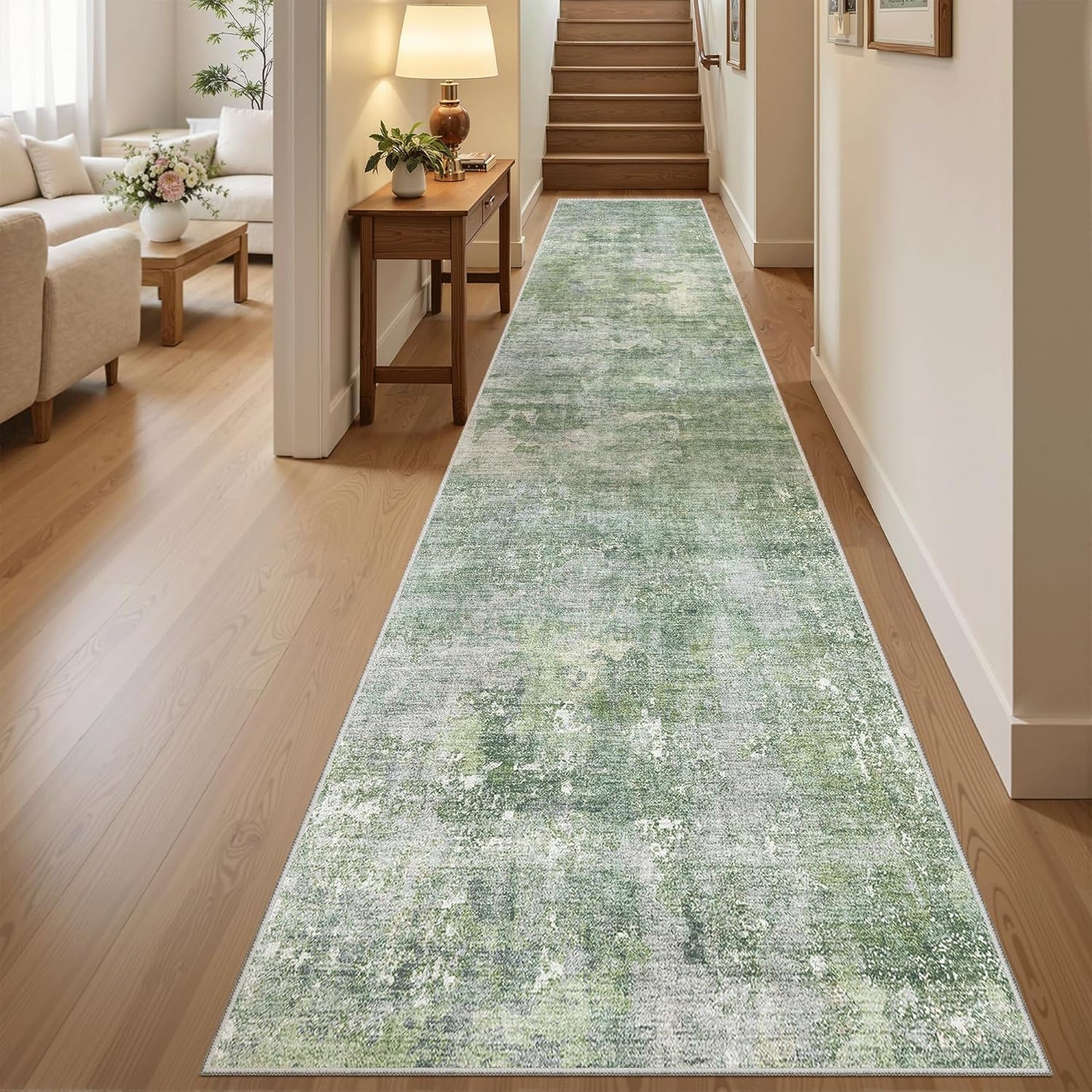 Washable Area Rug 8x10, Large Soft Rugs for Living Room Vintage Beige Carpet 8x10 Area Rugs for Bedroom Dining Room Non-Slip Stain Resistant Under Table Rug
