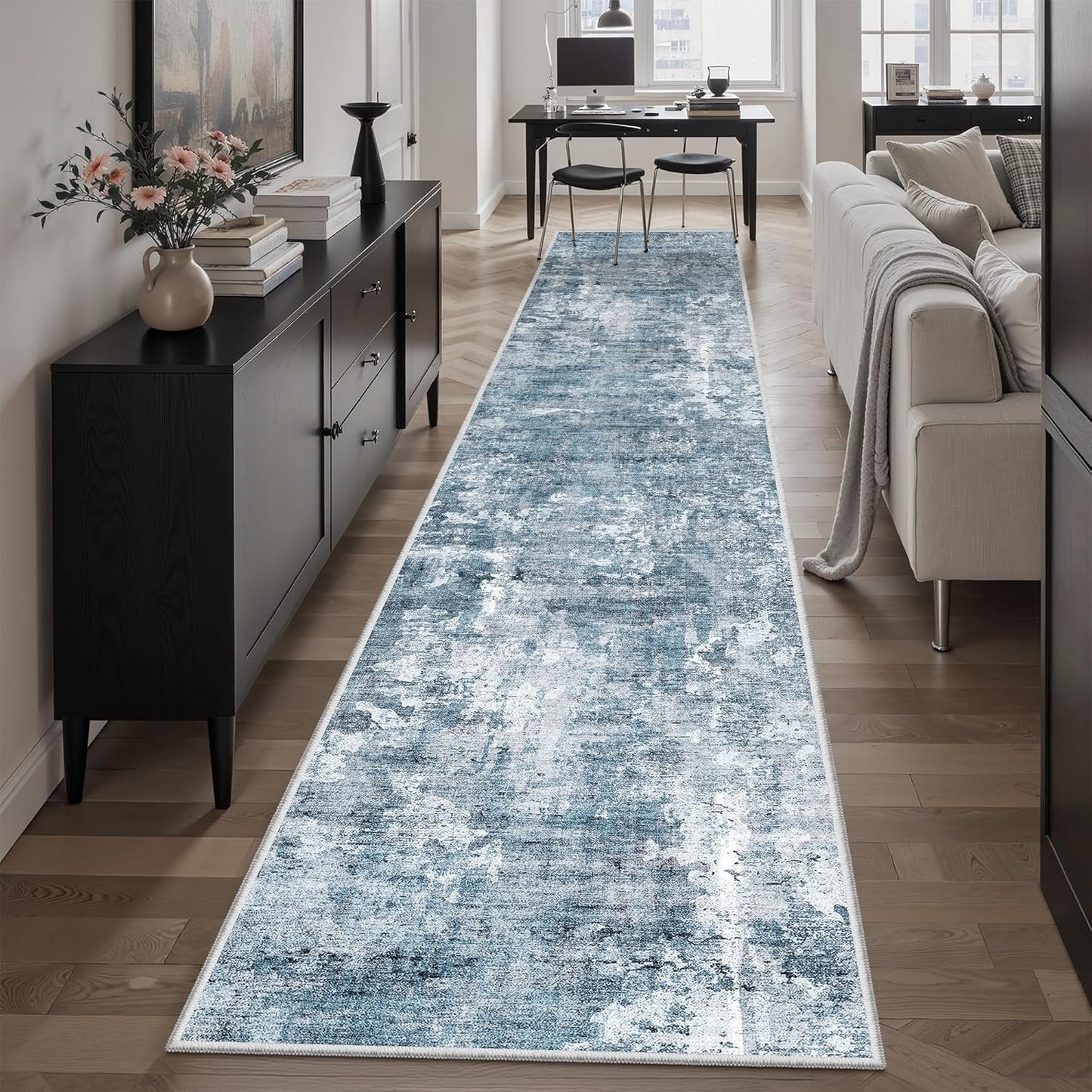 Washable Area Rug 8x10, Large Soft Rugs for Living Room Vintage Beige Carpet 8x10 Area Rugs for Bedroom Dining Room Non-Slip Stain Resistant Under Table Rug
