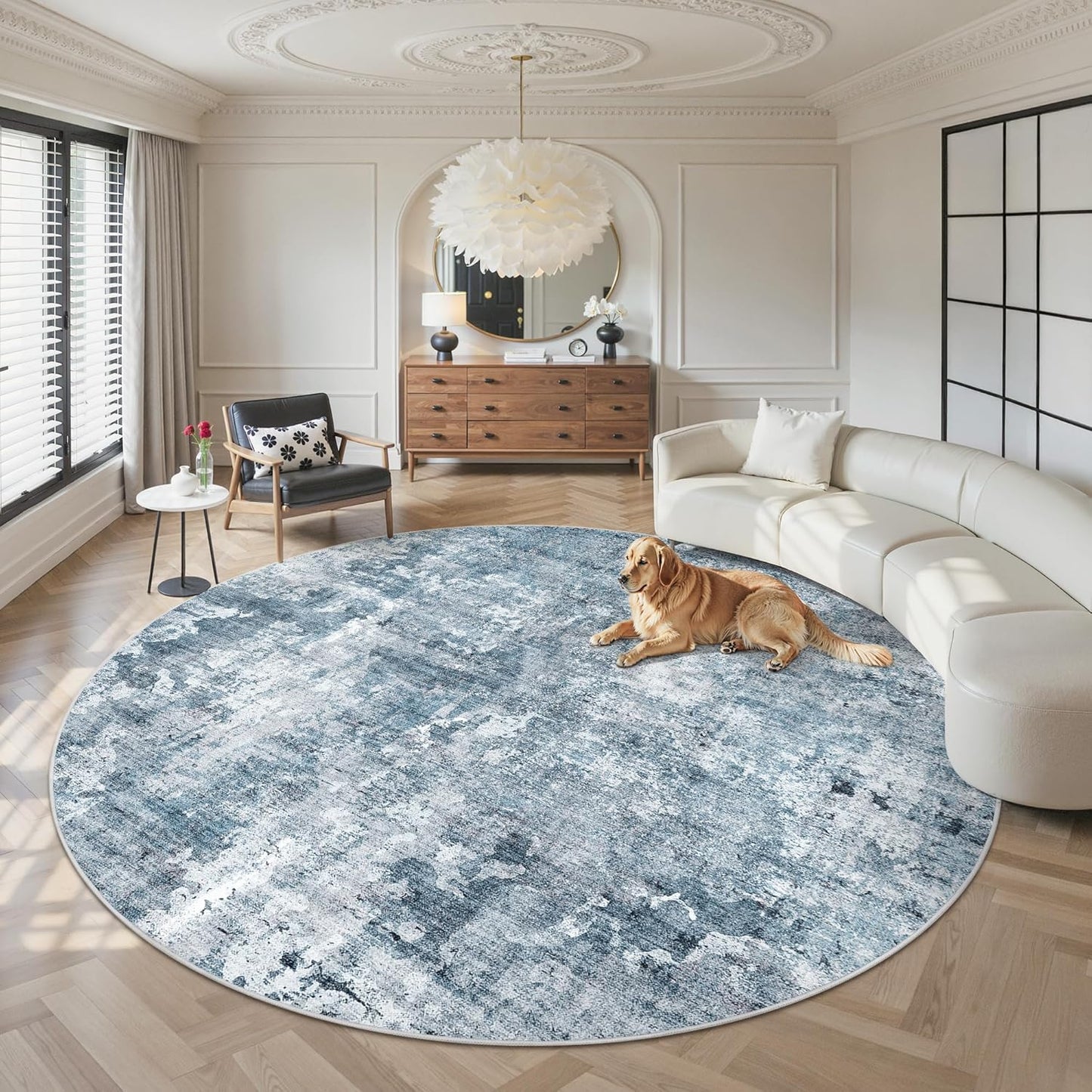 Washable Area Rug 8x10, Large Soft Rugs for Living Room Vintage Beige Carpet 8x10 Area Rugs for Bedroom Dining Room Non-Slip Stain Resistant Under Table Rug