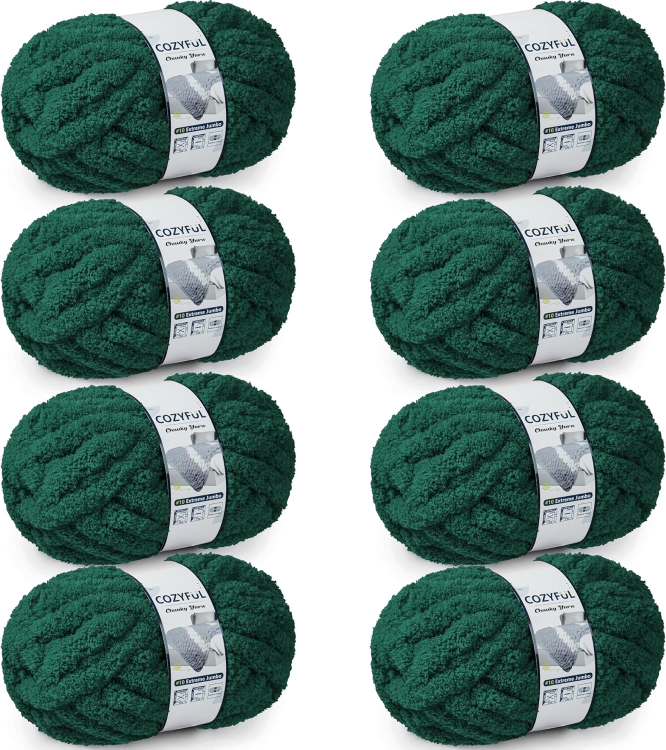Chunky Yarn for Hand Knitting - #10 Chunky Chenille Yarn, Jumbo Big Thick Chunky Yarns for Crocheting, Super Bulky Chunky Knit Blanket Yarns, 8 Skein (25 yds 8 oz Each Skein), Cream