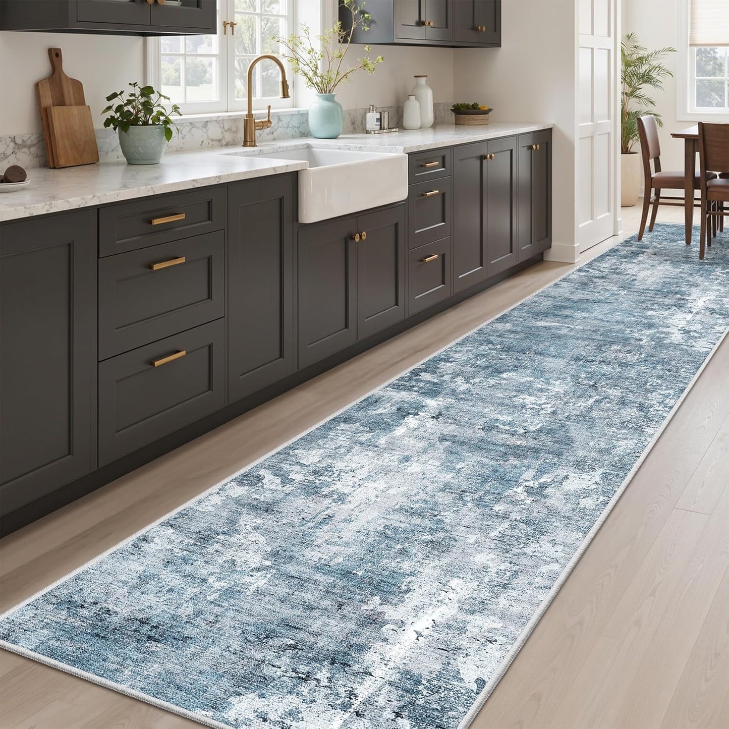 Washable Area Rug 8x10, Large Soft Rugs for Living Room Vintage Beige Carpet 8x10 Area Rugs for Bedroom Dining Room Non-Slip Stain Resistant Under Table Rug