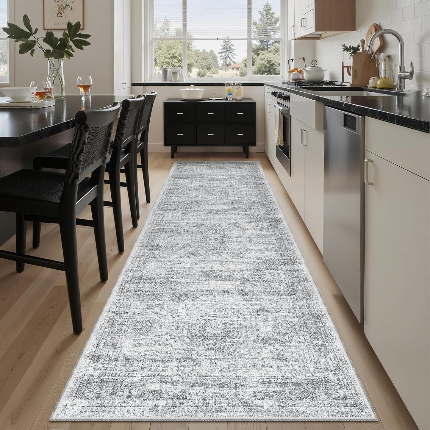 Washable Area Rug 8x10, Large Soft Rugs for Living Room Vintage Beige Carpet 8x10 Area Rugs for Bedroom Dining Room Non-Slip Stain Resistant Under Table Rug