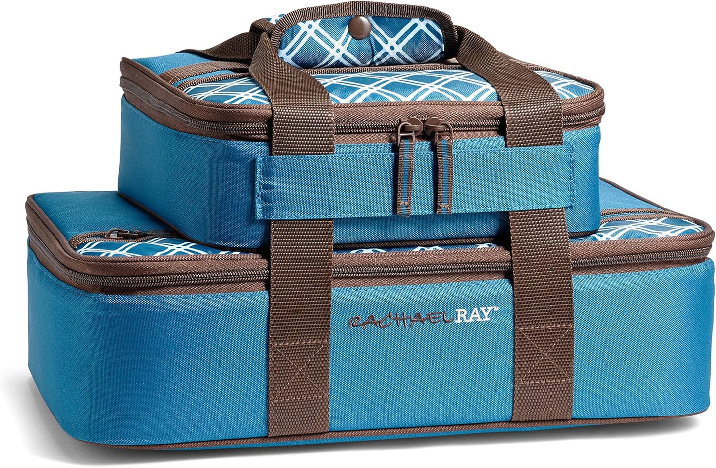 Rachael Ray Lugger Duo, Insulated Casserole Carrier for Hot or Cold Food, Thermal Lasanga Lugger Tote for Pockluck, Parties, Picnic, and Cookouts, Fits 9" x 13" Baking Dish, Sea Salt Grey