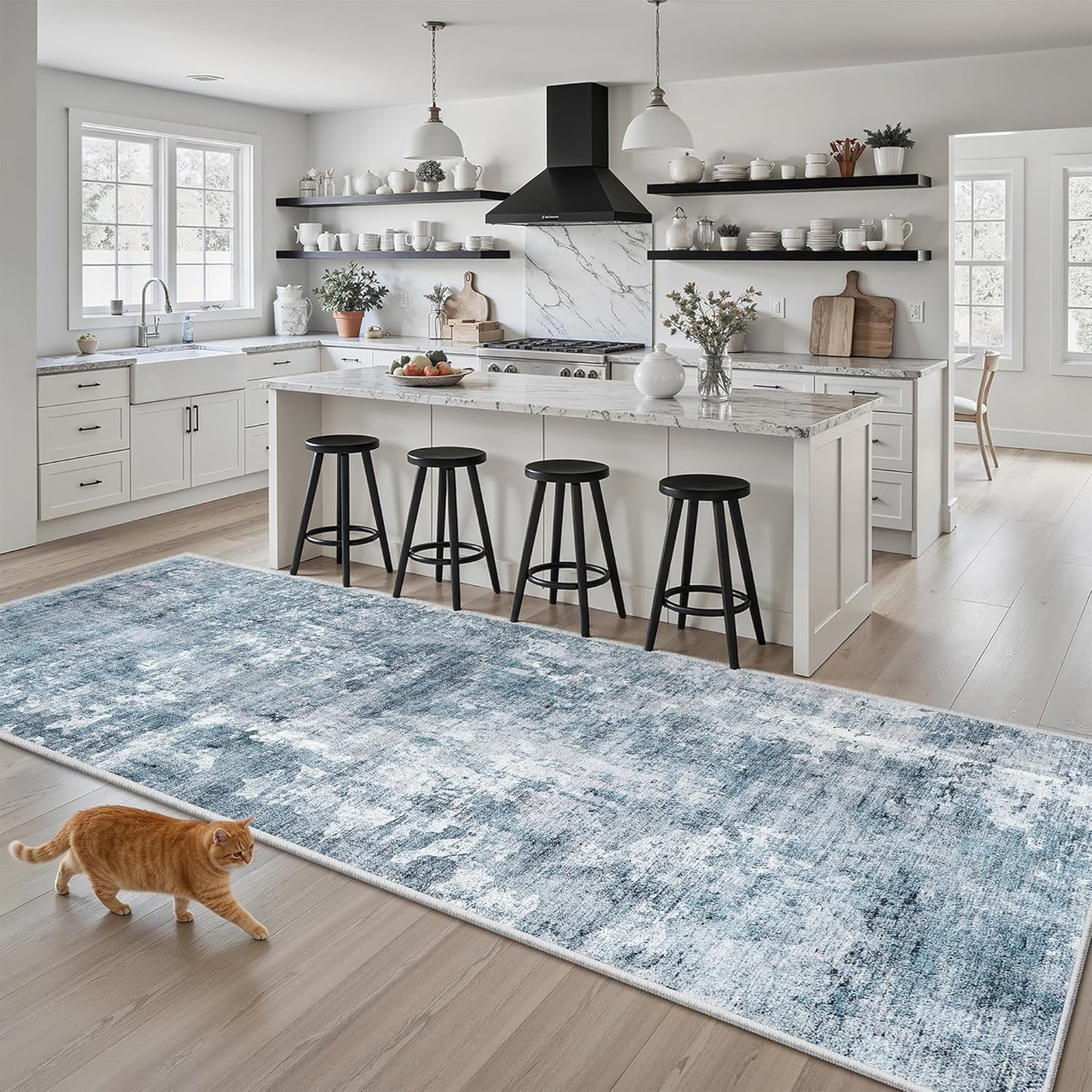 Washable Area Rug 8x10, Large Soft Rugs for Living Room Vintage Beige Carpet 8x10 Area Rugs for Bedroom Dining Room Non-Slip Stain Resistant Under Table Rug