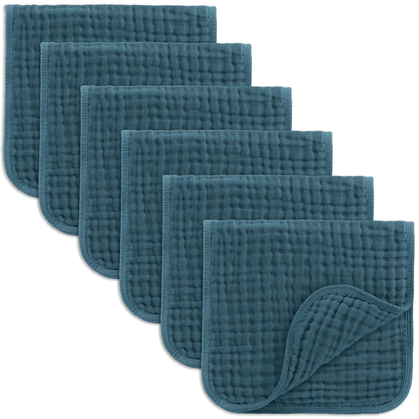 Comfy Cubs Muslin Burp Cloths 20" x 10", Pack of 6 - Large, 6-Layer, Ultra Absorbent 100% Cotton for Baby Spit-Up, Drool, and Messes - Soft, Safe & Gentle Baby Burp Cloths Set for Boys & Girls - White