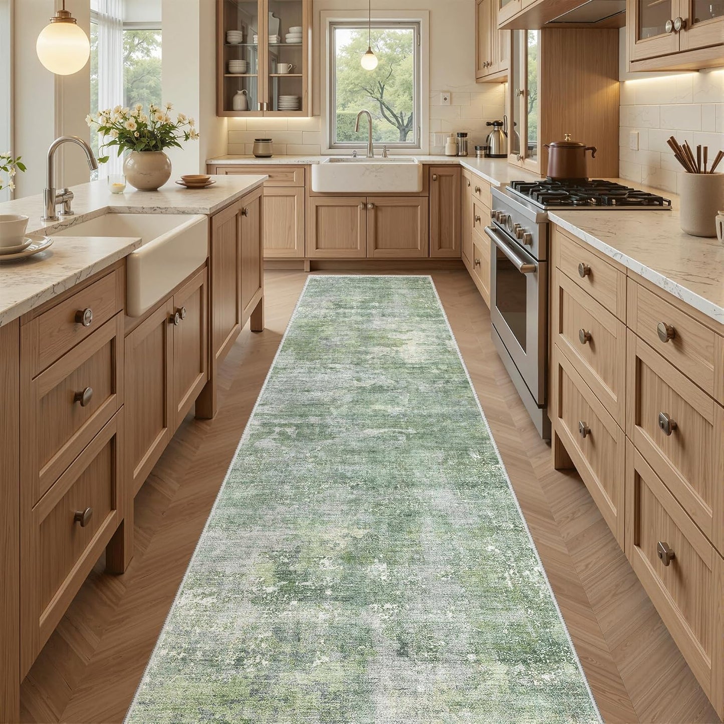 Washable Area Rug 8x10, Large Soft Rugs for Living Room Vintage Beige Carpet 8x10 Area Rugs for Bedroom Dining Room Non-Slip Stain Resistant Under Table Rug