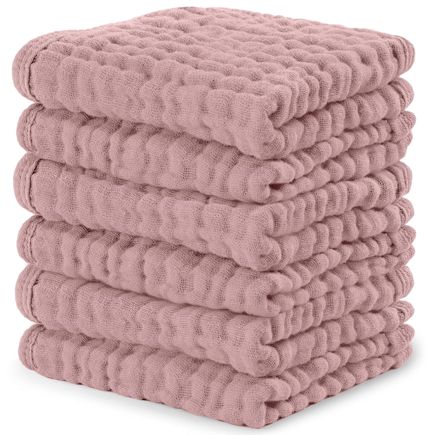 Comfy Cubs Muslin Burp Cloths 20" x 10", Pack of 6 - Large, 6-Layer, Ultra Absorbent 100% Cotton for Baby Spit-Up, Drool, and Messes - Soft, Safe & Gentle Baby Burp Cloths Set for Boys & Girls - White