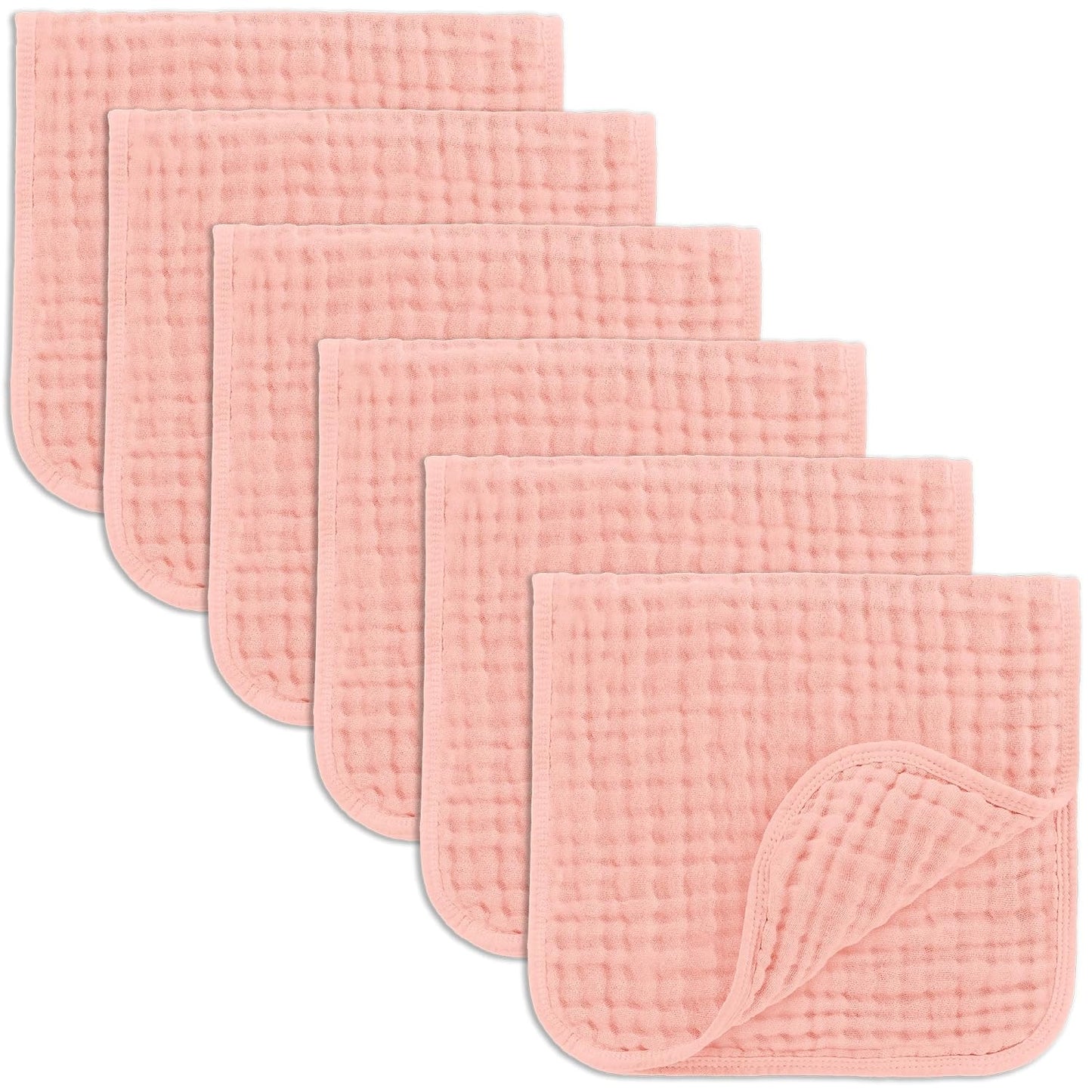 Comfy Cubs Muslin Burp Cloths 20" x 10", Pack of 6 - Large, 6-Layer, Ultra Absorbent 100% Cotton for Baby Spit-Up, Drool, and Messes - Soft, Safe & Gentle Baby Burp Cloths Set for Boys & Girls - White