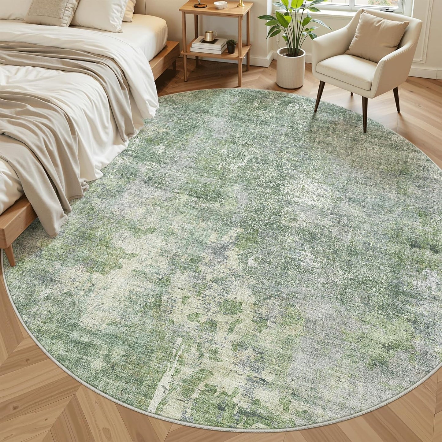 Washable Area Rug 8x10, Large Soft Rugs for Living Room Vintage Beige Carpet 8x10 Area Rugs for Bedroom Dining Room Non-Slip Stain Resistant Under Table Rug