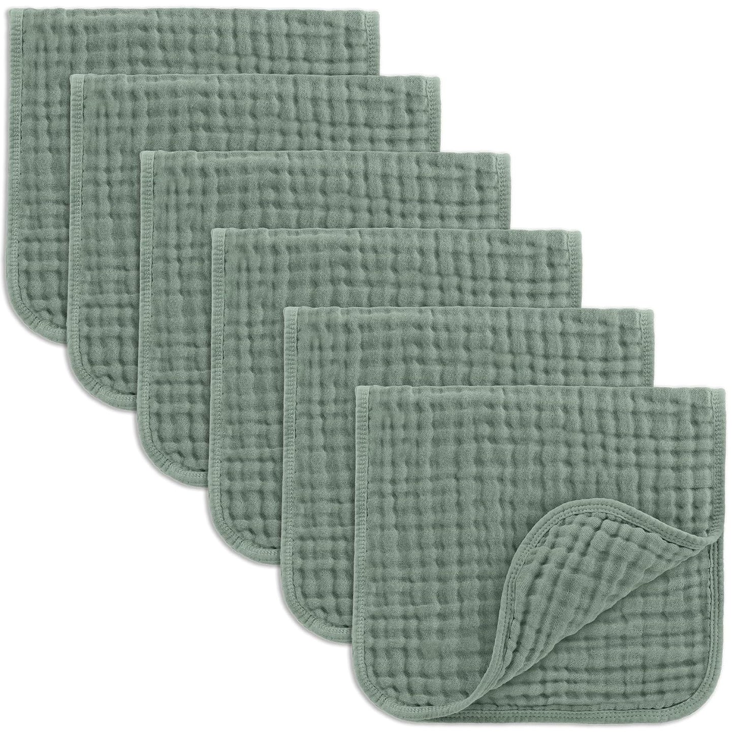 Comfy Cubs Muslin Burp Cloths 20" x 10", Pack of 6 - Large, 6-Layer, Ultra Absorbent 100% Cotton for Baby Spit-Up, Drool, and Messes - Soft, Safe & Gentle Baby Burp Cloths Set for Boys & Girls - White