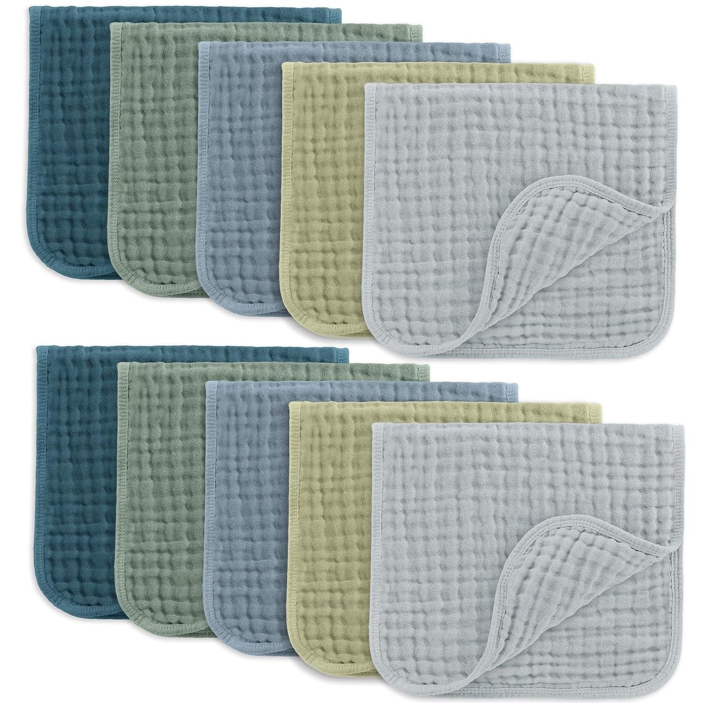 Comfy Cubs Muslin Burp Cloths 20" x 10", Pack of 6 - Large, 6-Layer, Ultra Absorbent 100% Cotton for Baby Spit-Up, Drool, and Messes - Soft, Safe & Gentle Baby Burp Cloths Set for Boys & Girls - White