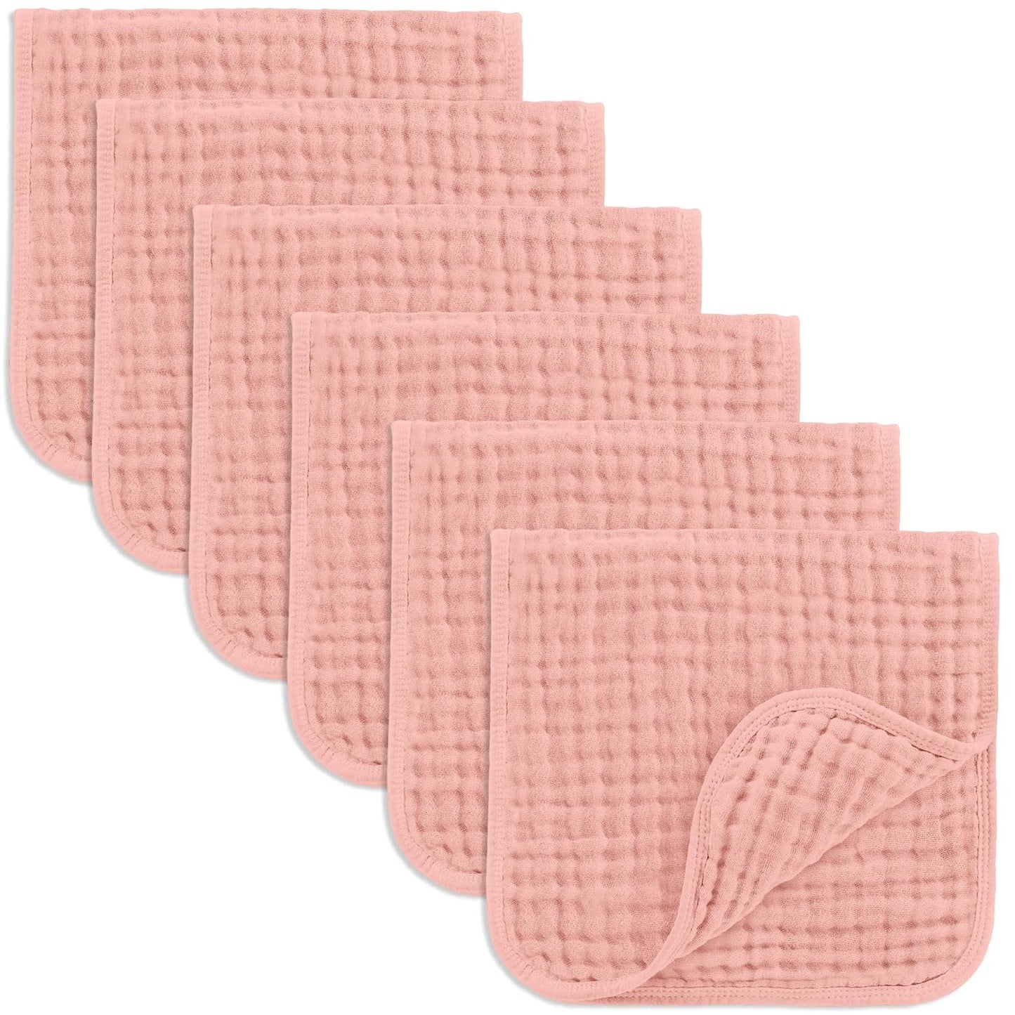 Comfy Cubs Muslin Burp Cloths 20" x 10", Pack of 6 - Large, 6-Layer, Ultra Absorbent 100% Cotton for Baby Spit-Up, Drool, and Messes - Soft, Safe & Gentle Baby Burp Cloths Set for Boys & Girls - White