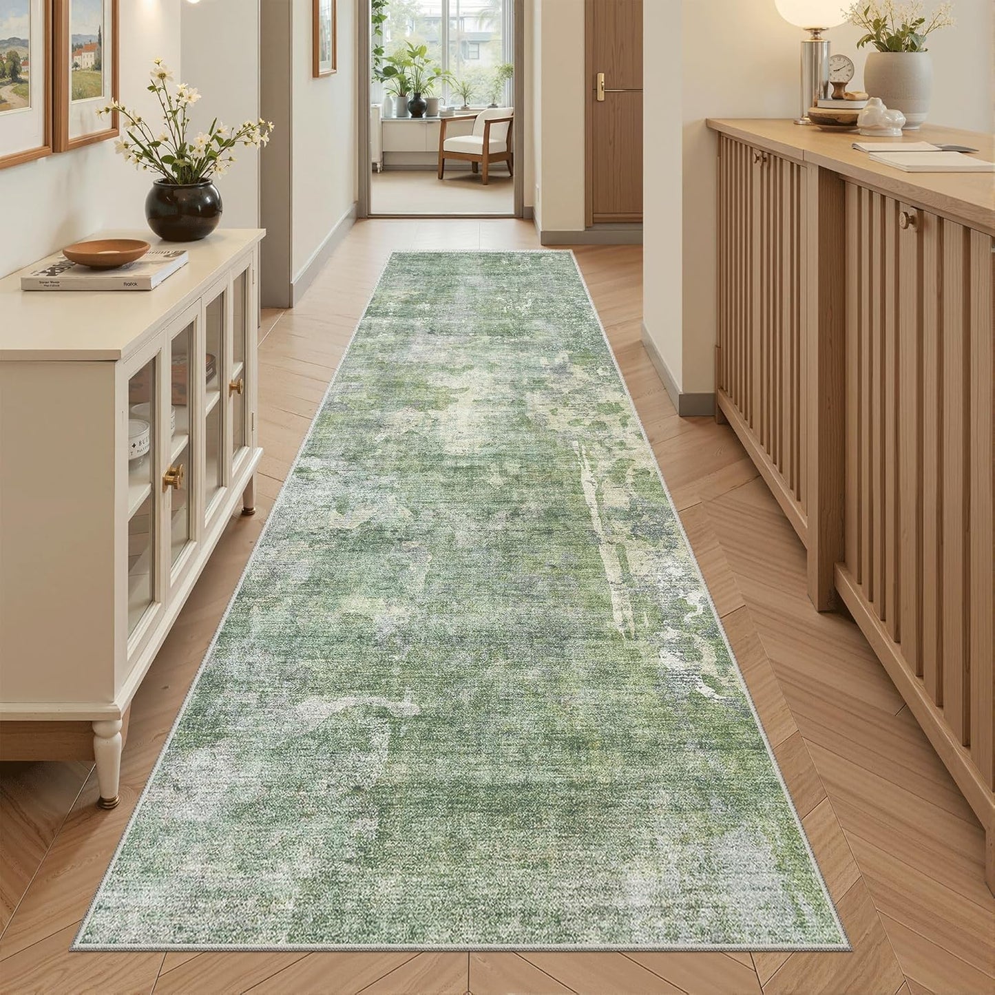 Washable Area Rug 8x10, Large Soft Rugs for Living Room Vintage Beige Carpet 8x10 Area Rugs for Bedroom Dining Room Non-Slip Stain Resistant Under Table Rug