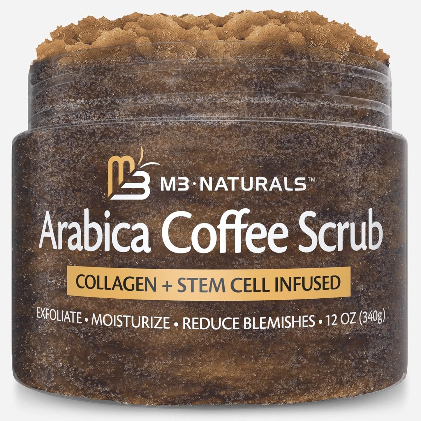 Himalayan Salt Scrub, Face, Foot, and Body Exfoliator with Collagen and Stem Cells, Exfoliating Scrub for Toning, Cellulite, and Skin Care by M3 16 fl oz