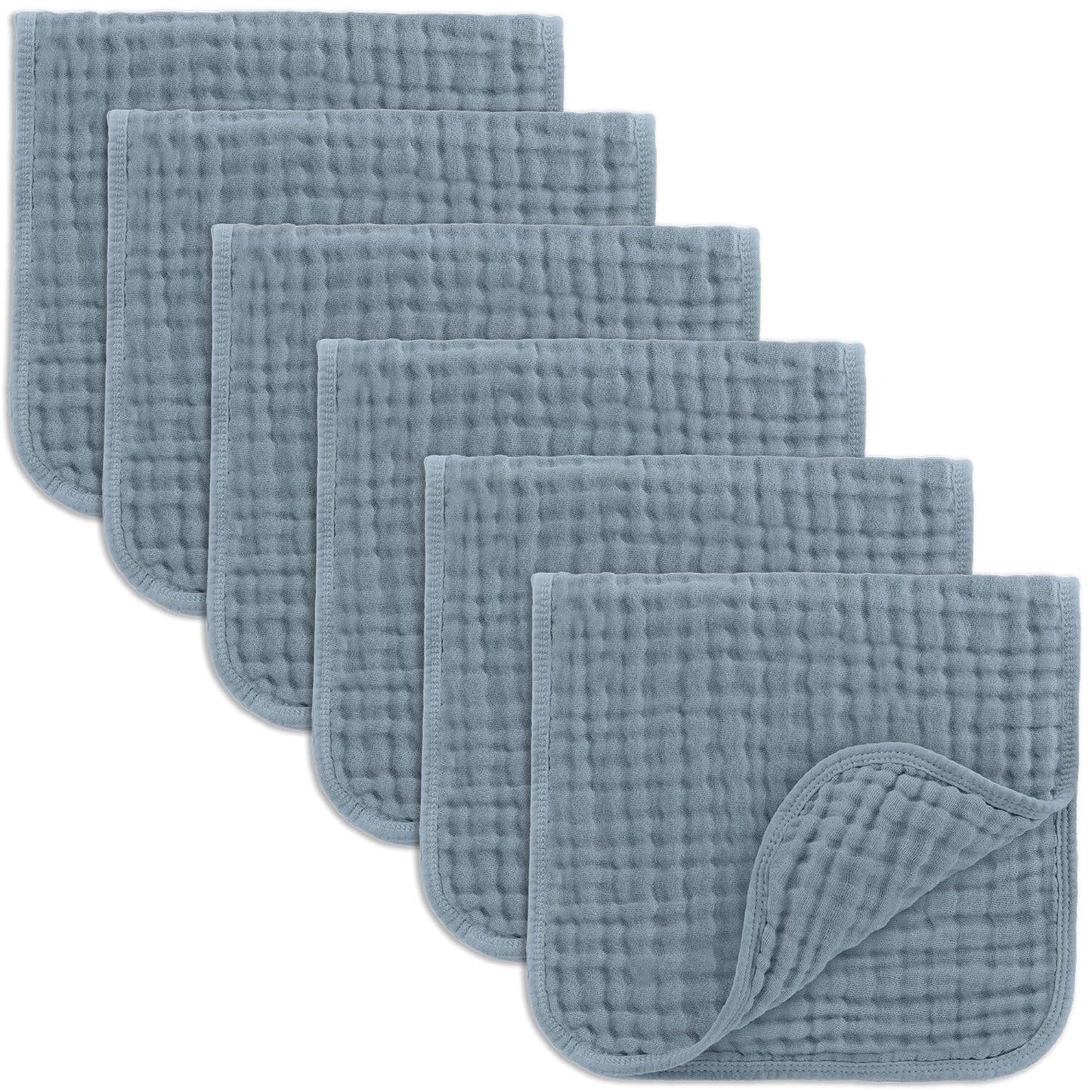 Comfy Cubs Muslin Burp Cloths 20" x 10", Pack of 6 - Large, 6-Layer, Ultra Absorbent 100% Cotton for Baby Spit-Up, Drool, and Messes - Soft, Safe & Gentle Baby Burp Cloths Set for Boys & Girls - White