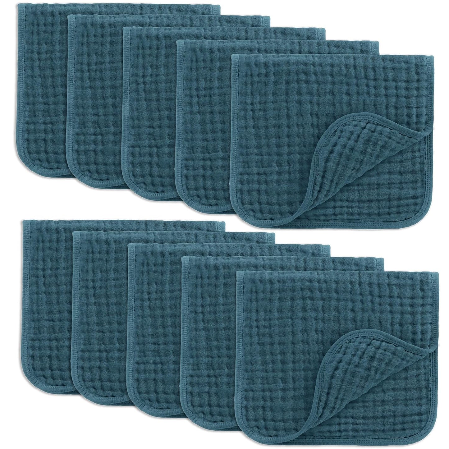Comfy Cubs Muslin Burp Cloths 20" x 10", Pack of 6 - Large, 6-Layer, Ultra Absorbent 100% Cotton for Baby Spit-Up, Drool, and Messes - Soft, Safe & Gentle Baby Burp Cloths Set for Boys & Girls - White