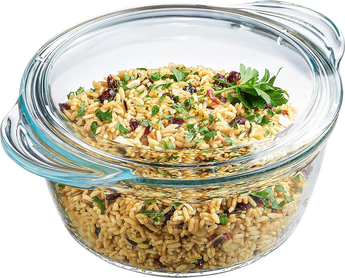 Simax Casserole Dish With Lid, 24 Ounce Round Glass Cookware, Oven and Microwave Safe Borosilicate Glass, Made In Europe 0.75 Qt