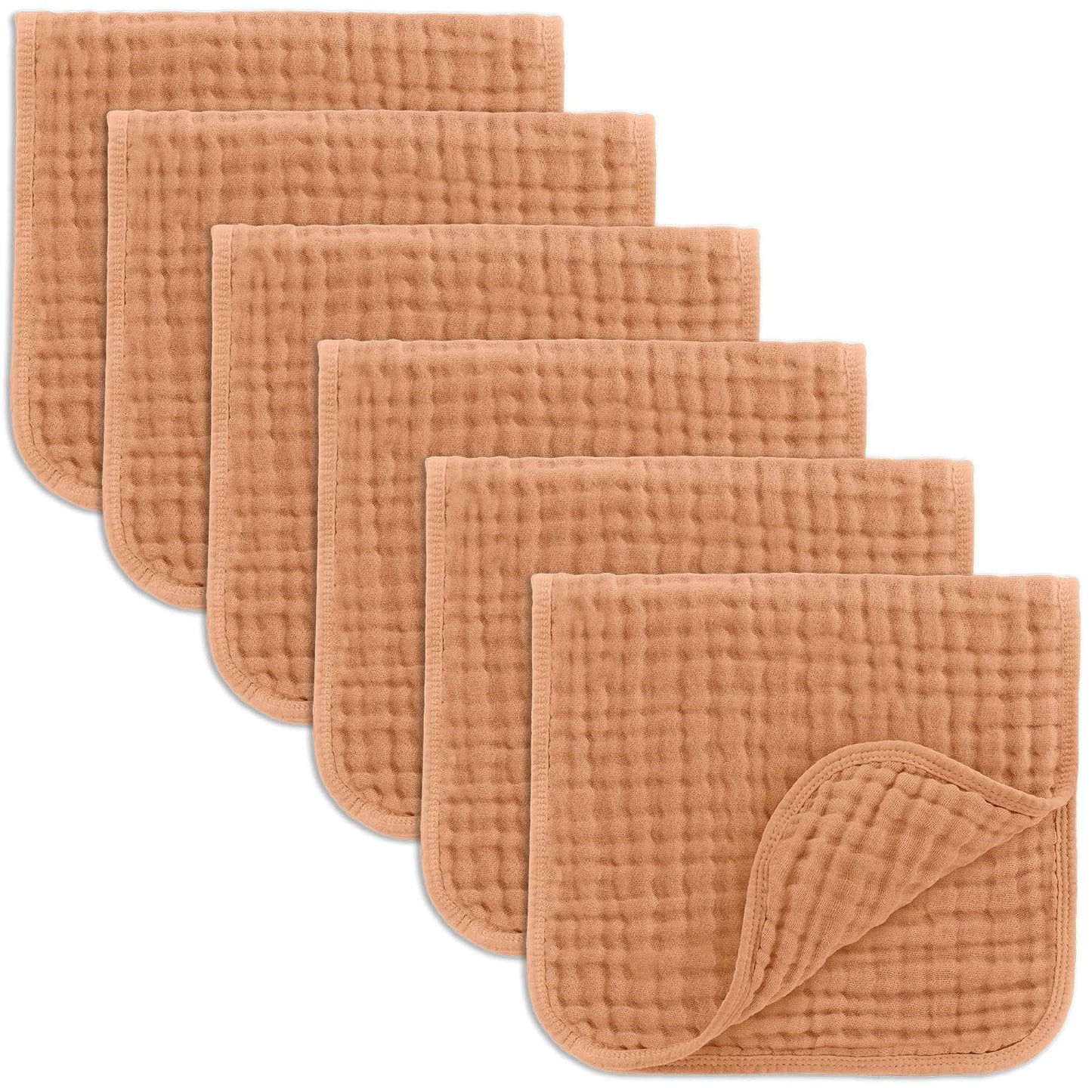 Comfy Cubs Muslin Burp Cloths 20" x 10", Pack of 6 - Large, 6-Layer, Ultra Absorbent 100% Cotton for Baby Spit-Up, Drool, and Messes - Soft, Safe & Gentle Baby Burp Cloths Set for Boys & Girls - White