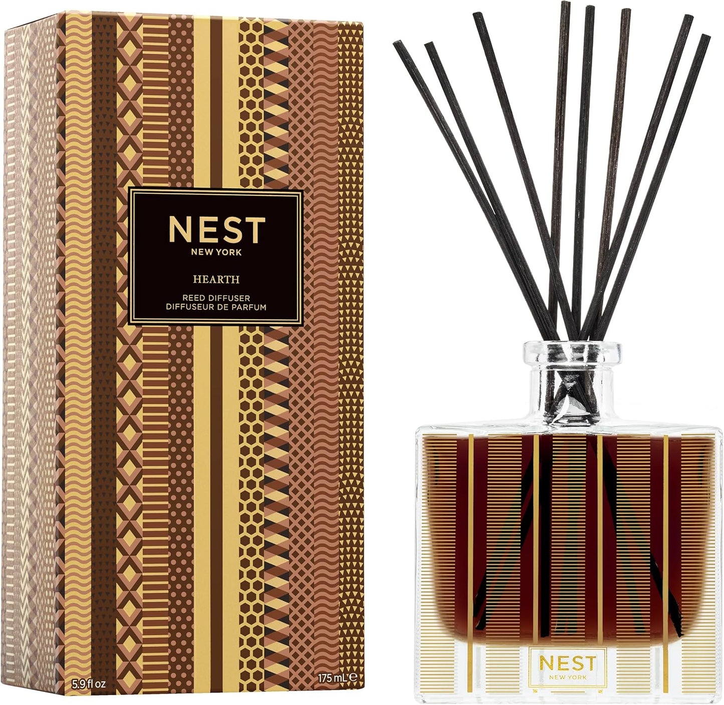 NEST New York Reed Diffuser, Ocean Mist & Sea Salt - 5.9 fl oz - Fragrance for Up to 90 Days - Reusable, Refillable Glass Holder - Includes 8 All-Natural Reed Sticks - Flame Free