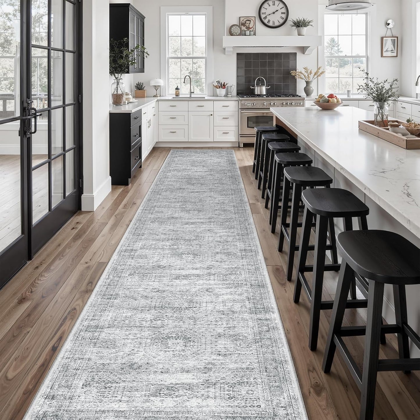 Washable Area Rug 8x10, Large Soft Rugs for Living Room Vintage Beige Carpet 8x10 Area Rugs for Bedroom Dining Room Non-Slip Stain Resistant Under Table Rug