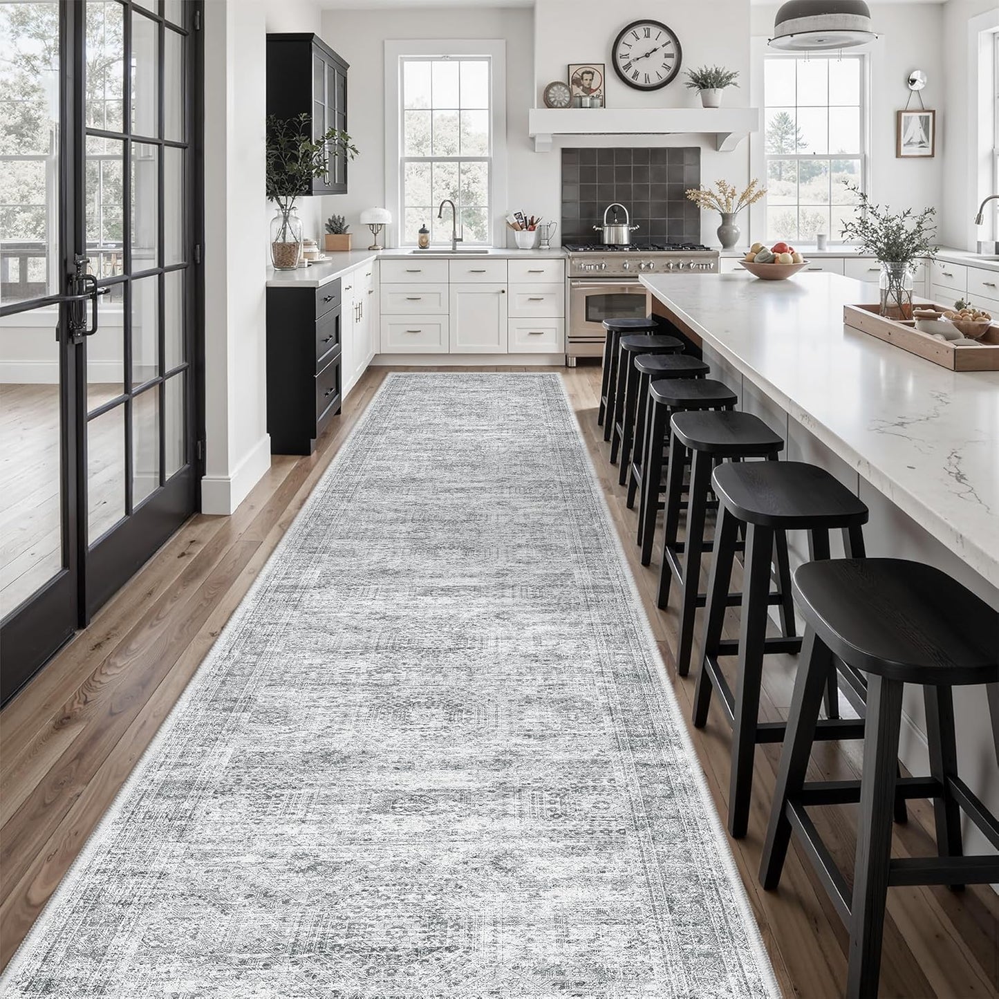 Washable Area Rug 8x10, Large Soft Rugs for Living Room Vintage Beige Carpet 8x10 Area Rugs for Bedroom Dining Room Non-Slip Stain Resistant Under Table Rug