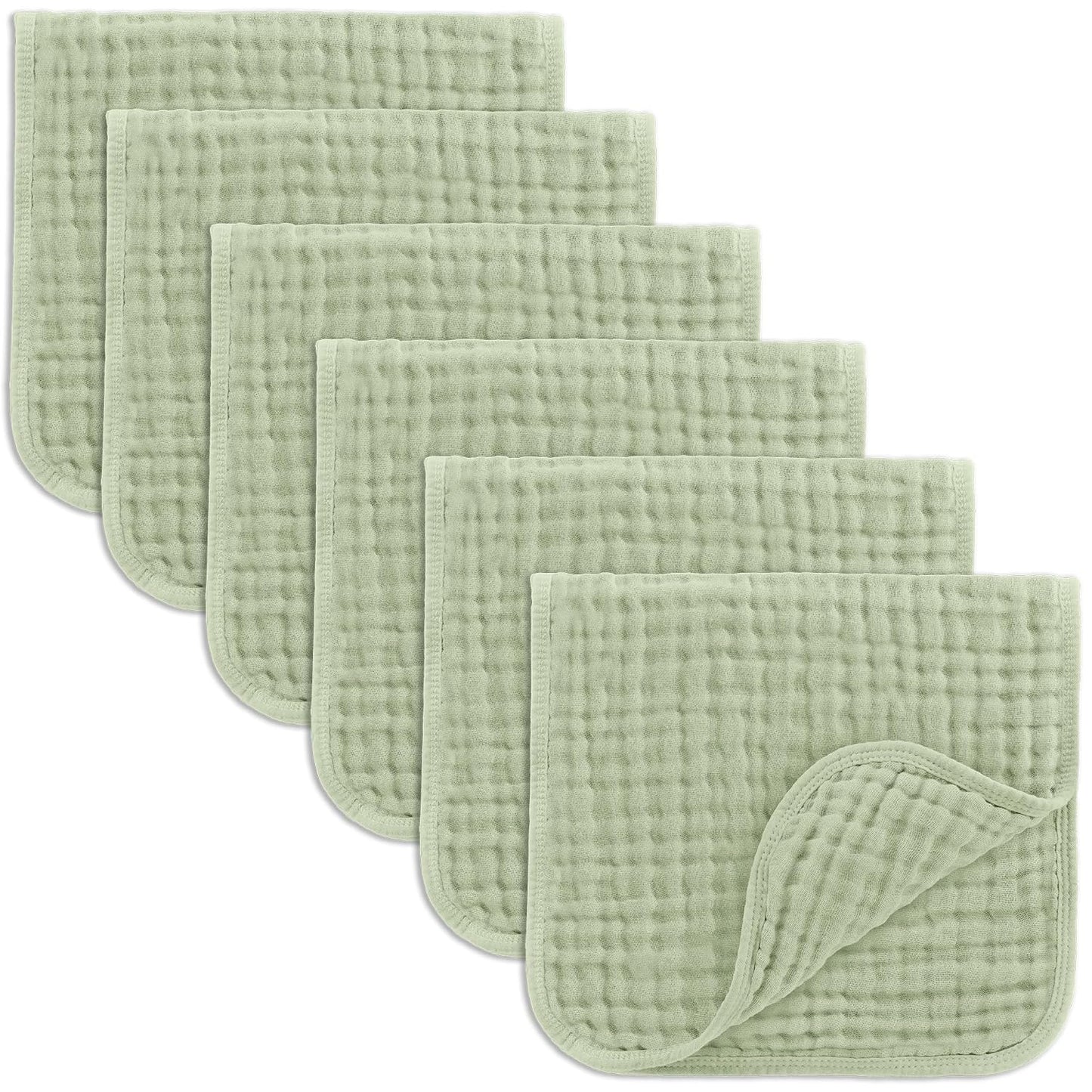 Comfy Cubs Muslin Burp Cloths 20" x 10", Pack of 6 - Large, 6-Layer, Ultra Absorbent 100% Cotton for Baby Spit-Up, Drool, and Messes - Soft, Safe & Gentle Baby Burp Cloths Set for Boys & Girls - White