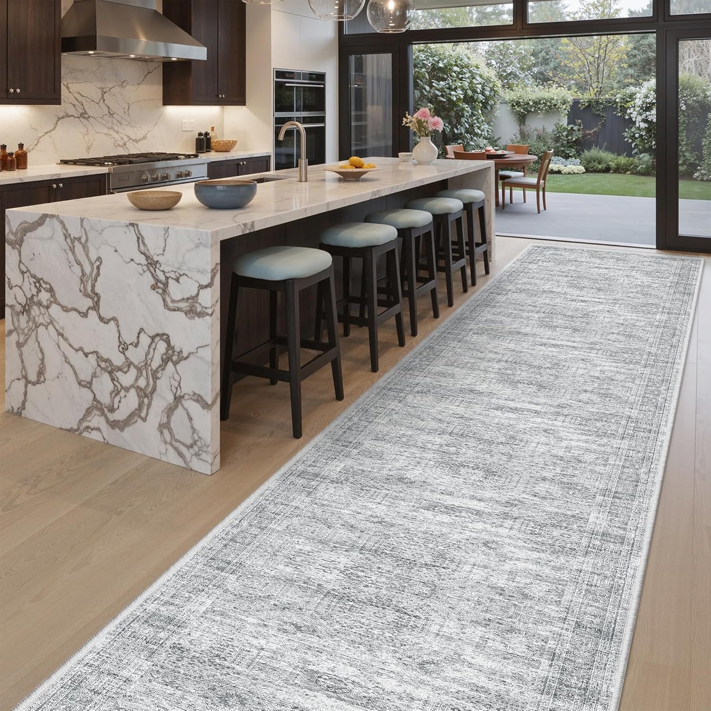 Washable Area Rug 8x10, Large Soft Rugs for Living Room Vintage Beige Carpet 8x10 Area Rugs for Bedroom Dining Room Non-Slip Stain Resistant Under Table Rug
