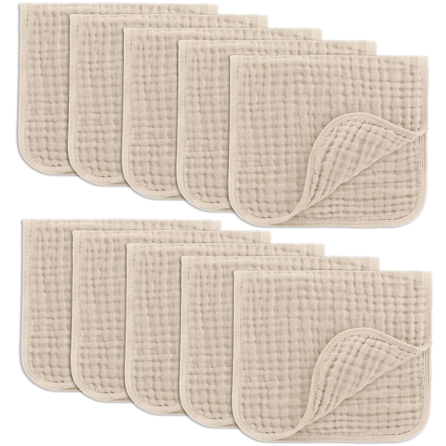 Comfy Cubs Muslin Burp Cloths 20" x 10", Pack of 6 - Large, 6-Layer, Ultra Absorbent 100% Cotton for Baby Spit-Up, Drool, and Messes - Soft, Safe & Gentle Baby Burp Cloths Set for Boys & Girls - White