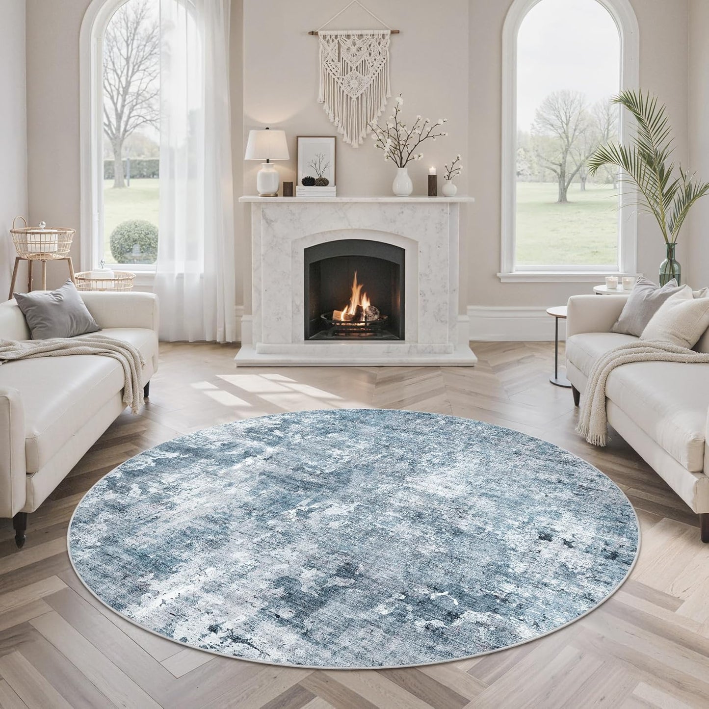 Washable Area Rug 8x10, Large Soft Rugs for Living Room Vintage Beige Carpet 8x10 Area Rugs for Bedroom Dining Room Non-Slip Stain Resistant Under Table Rug